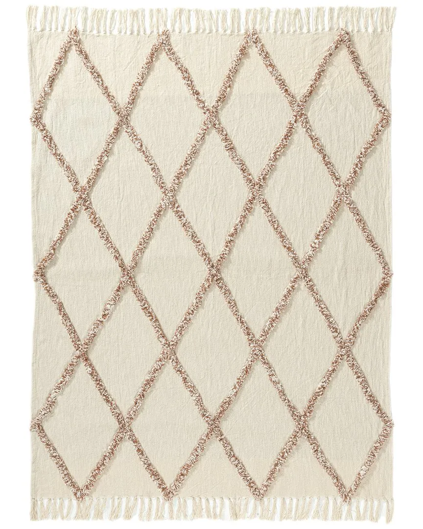 Hand-Woven Throw Blanket - Ivory & Adobe, Cotton