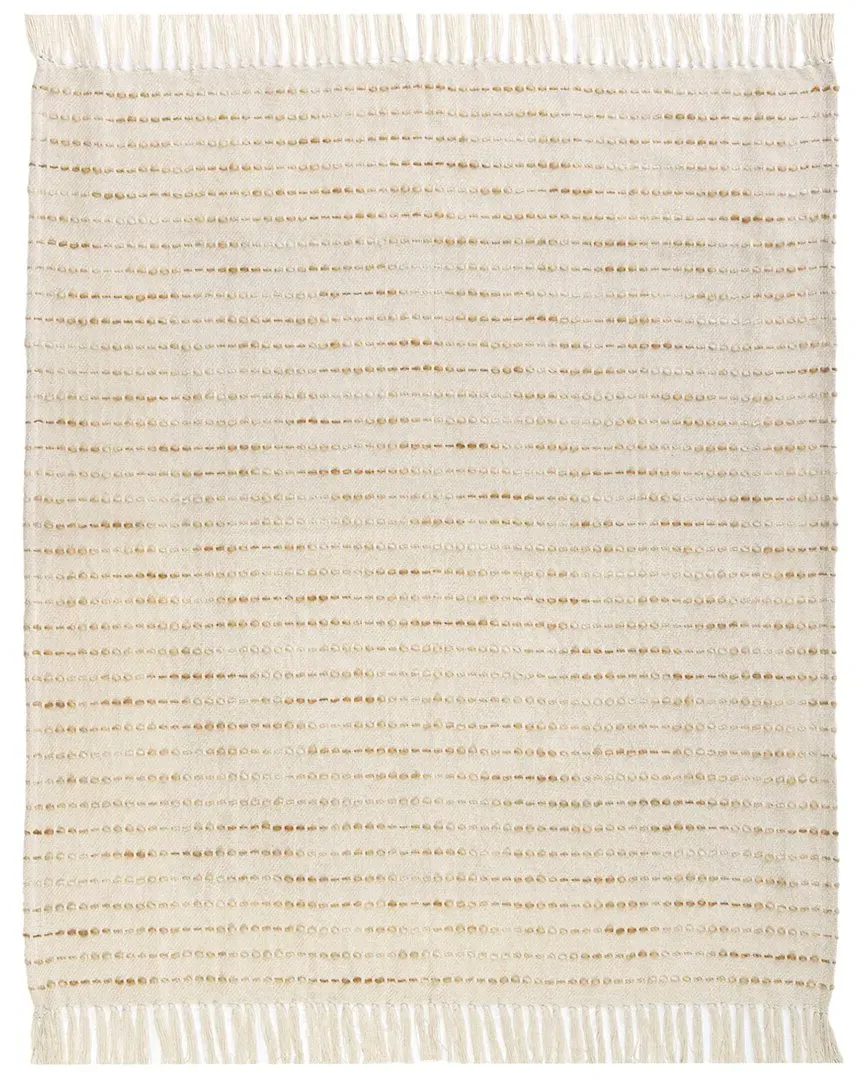 Hand-Woven Throw Blanket - White & Adobe, Cotton