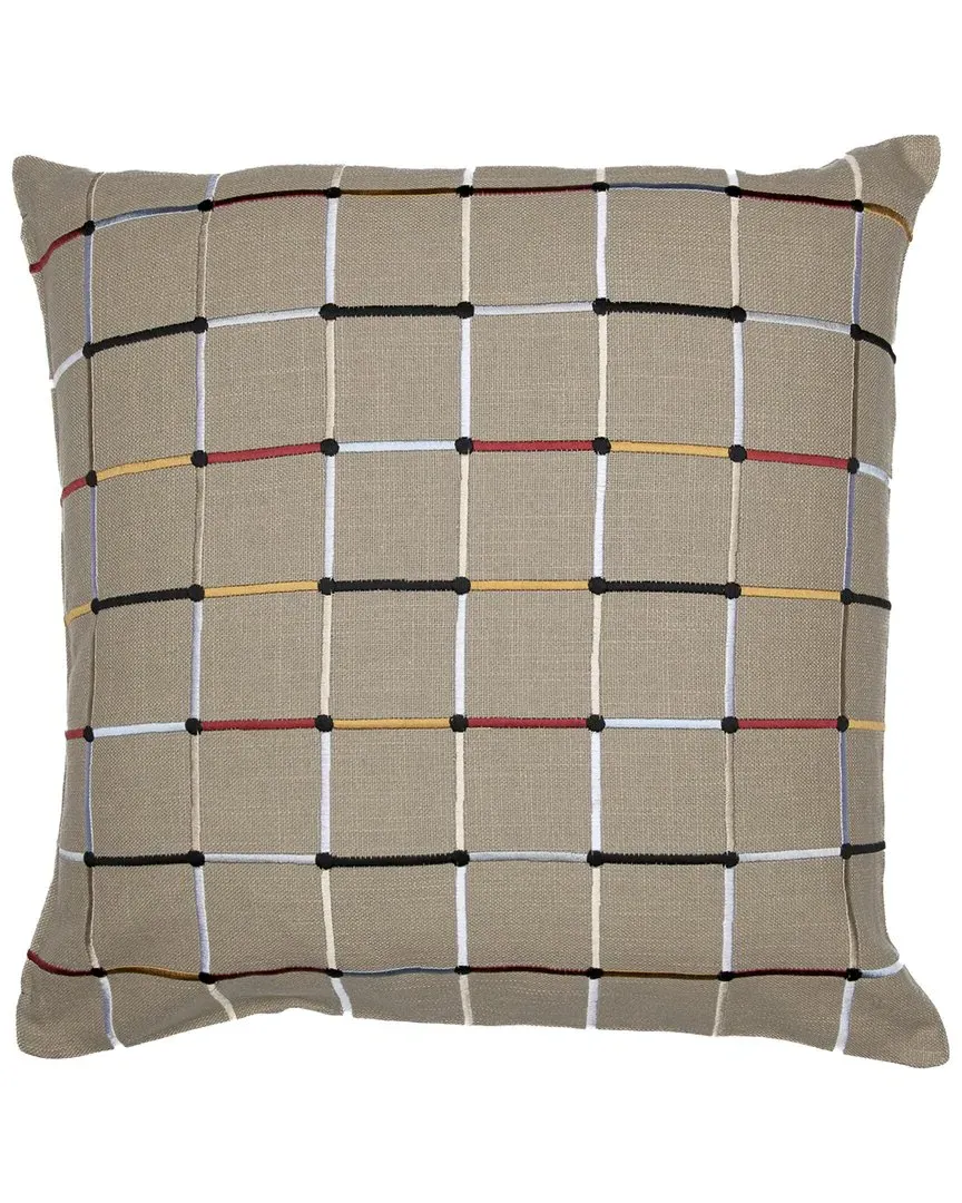 Hand-Woven Throw Pillow - Beige & Multicolor, Cotton