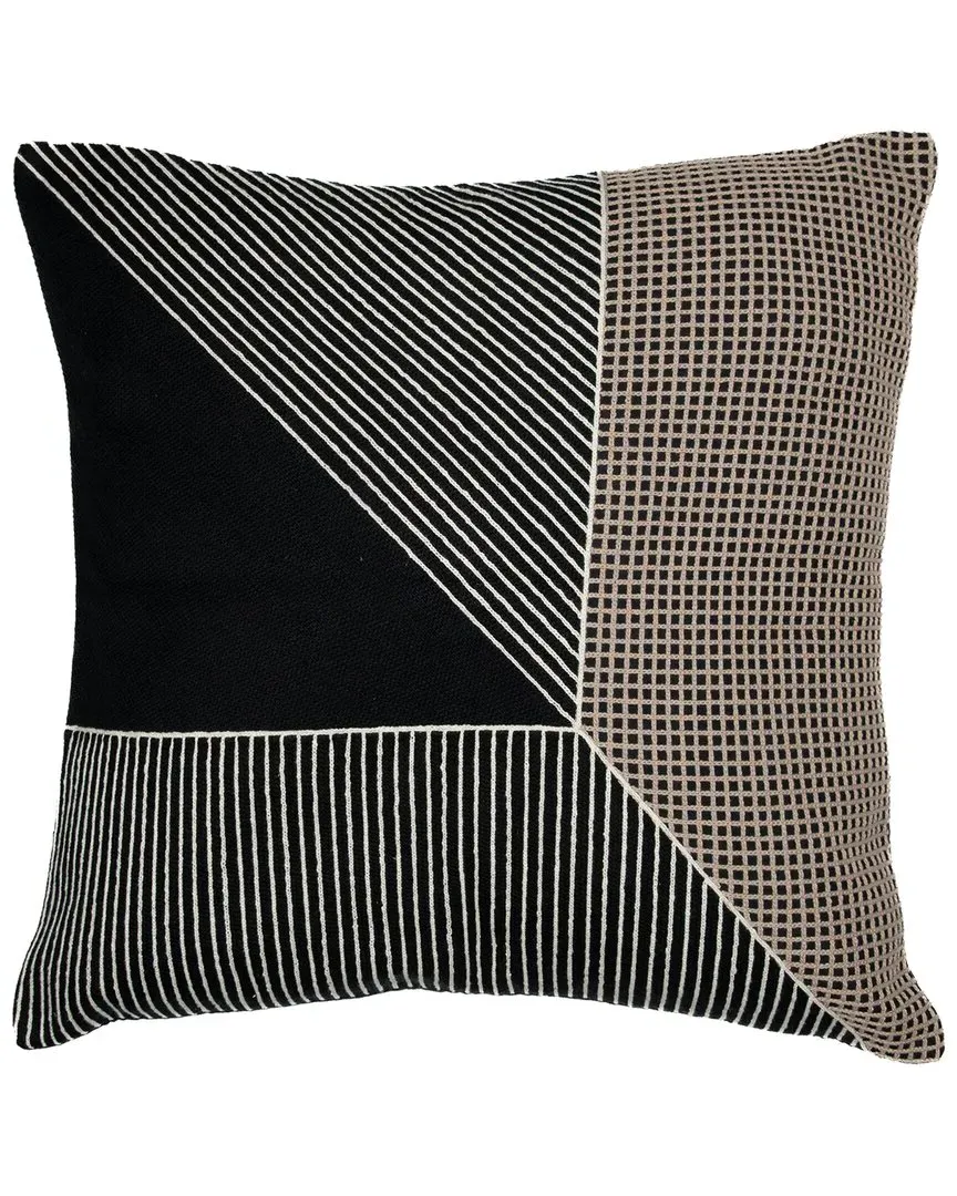 Hand-Woven Throw Pillow - Black & White, Cotton