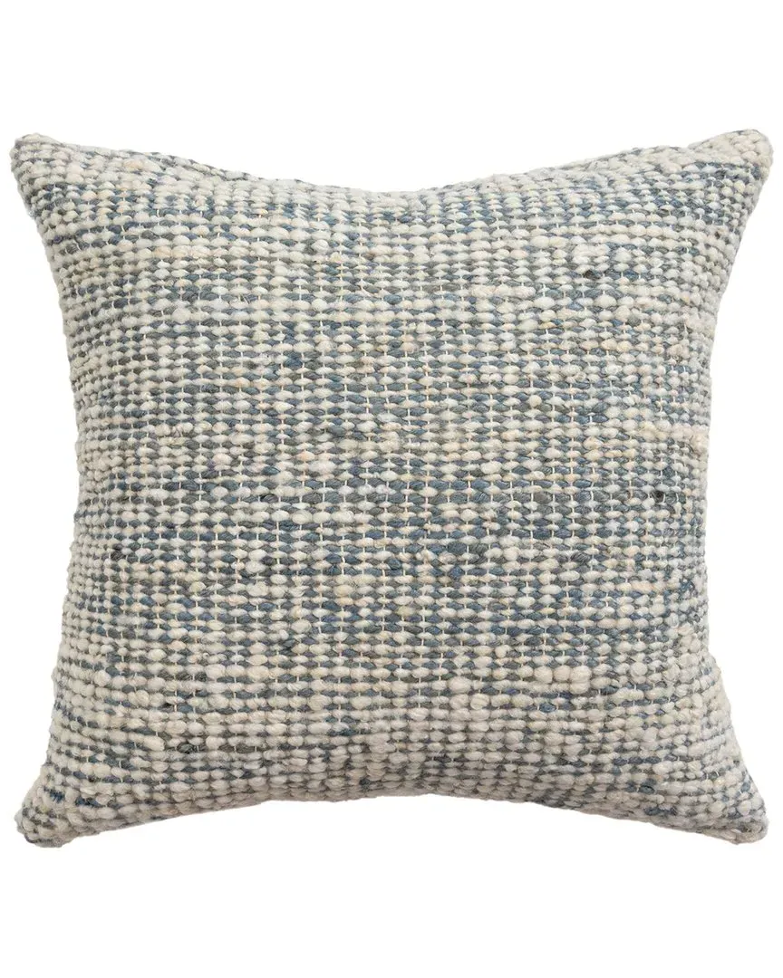 Hand-Woven Throw Pillow - Ivory & Blue