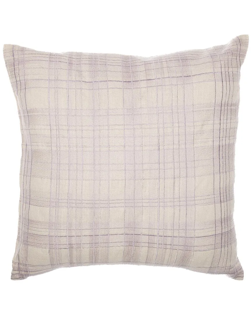 Hand-Woven Throw Pillow - Ivory & Lilac, Cotton