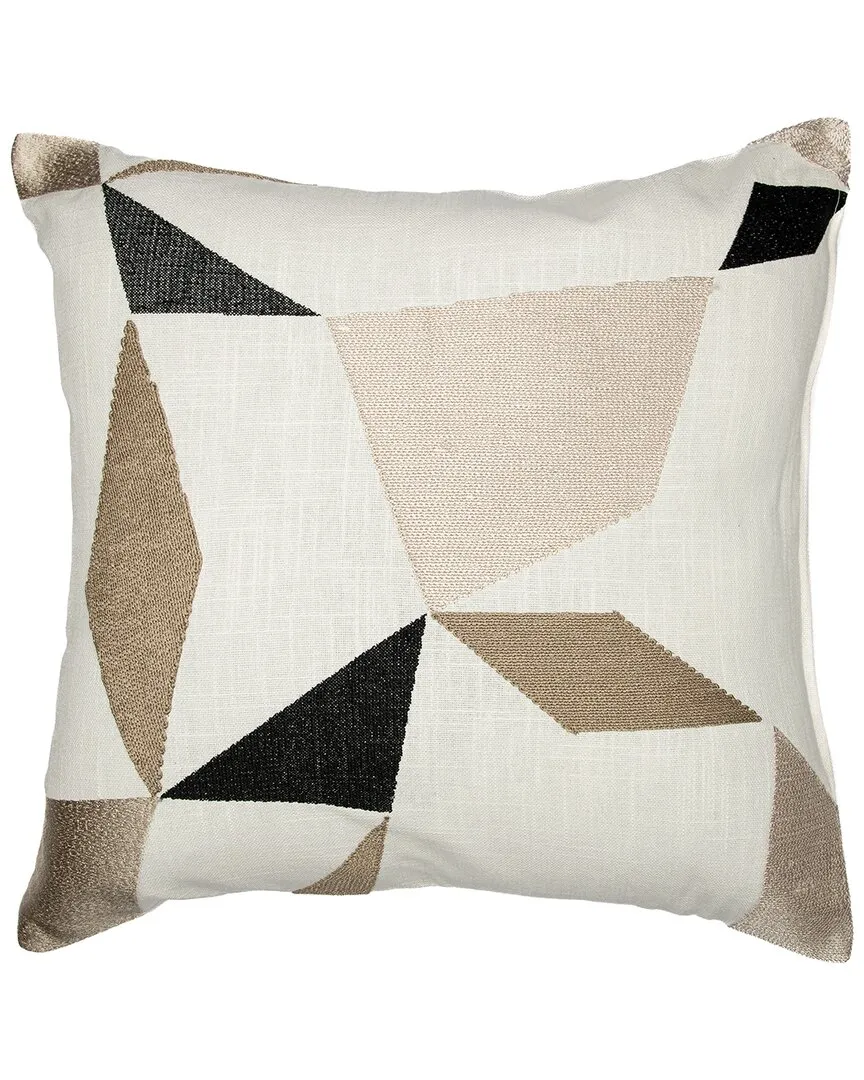 Hand-Woven Throw Pillow - Ivory & Taupe, Cotton