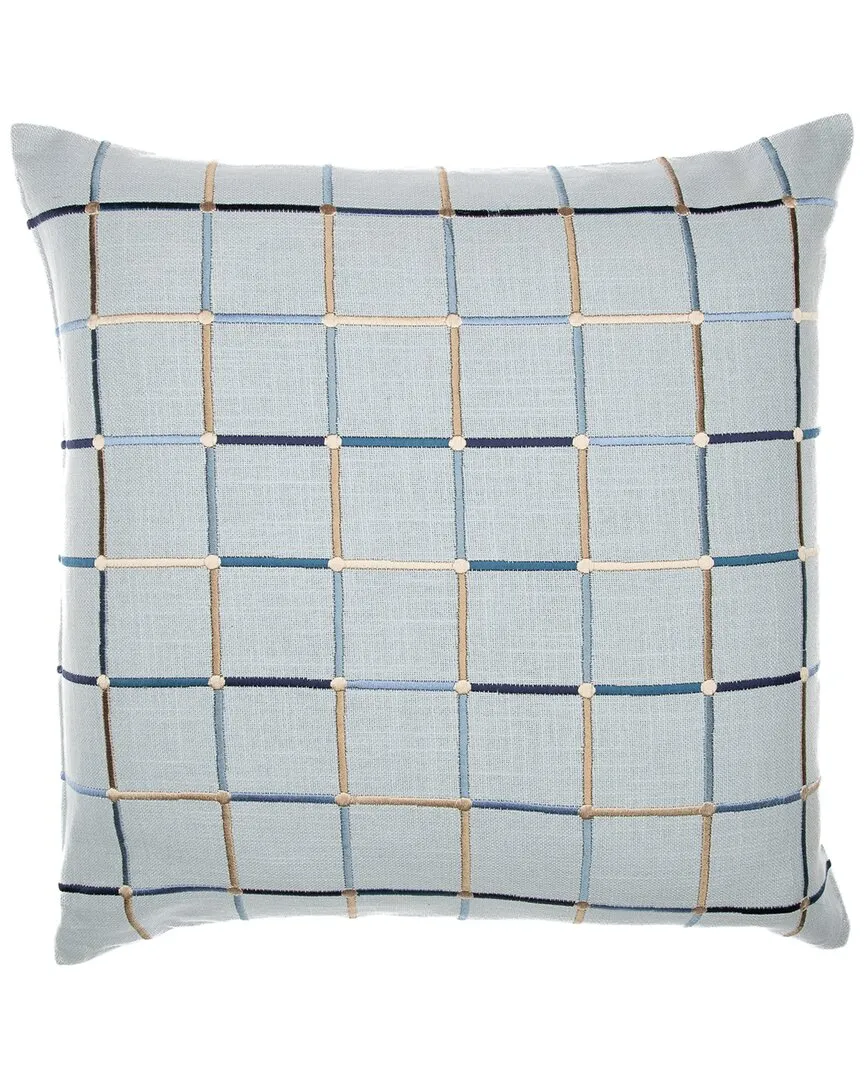 Hand-Woven Throw Pillow - Light Blue & Multicolor, Cotton