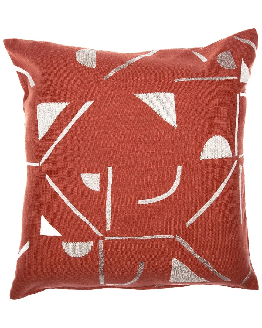 Hand-Woven Throw Pillow - Orange & Ivory, Cotton