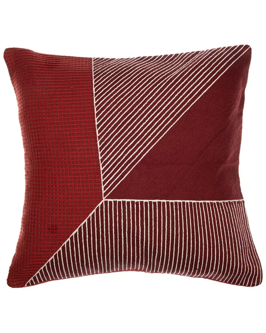 Hand-Woven Throw Pillow - Rust & Multicolor, Cotton