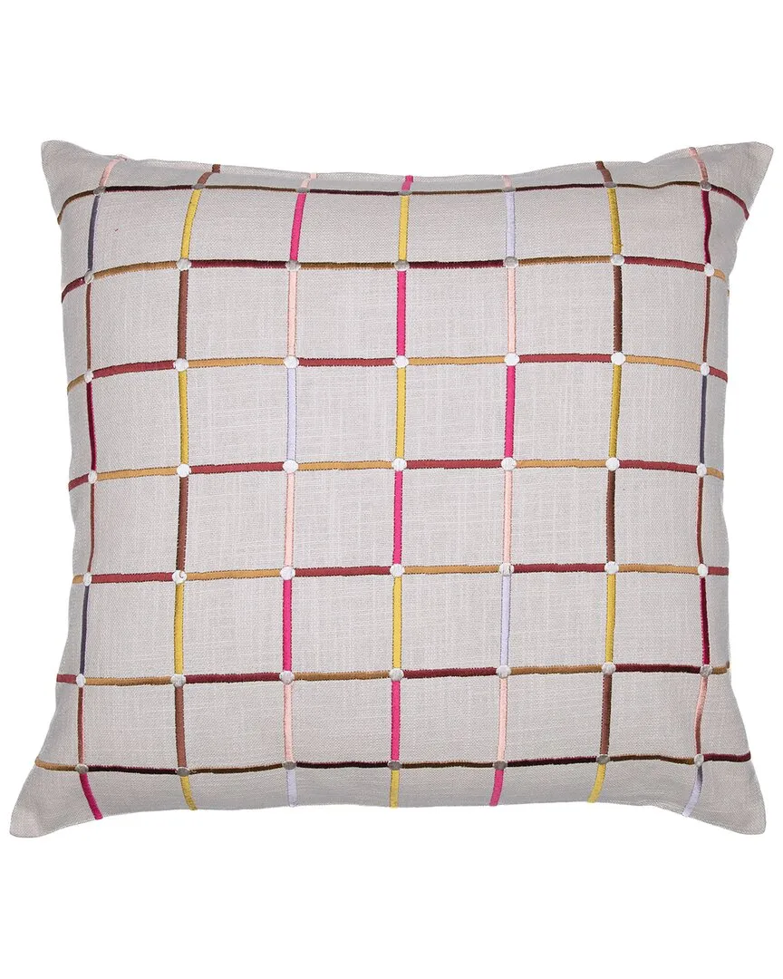 Hand-Woven Throw Pillow - White & Multicolor, Cotton