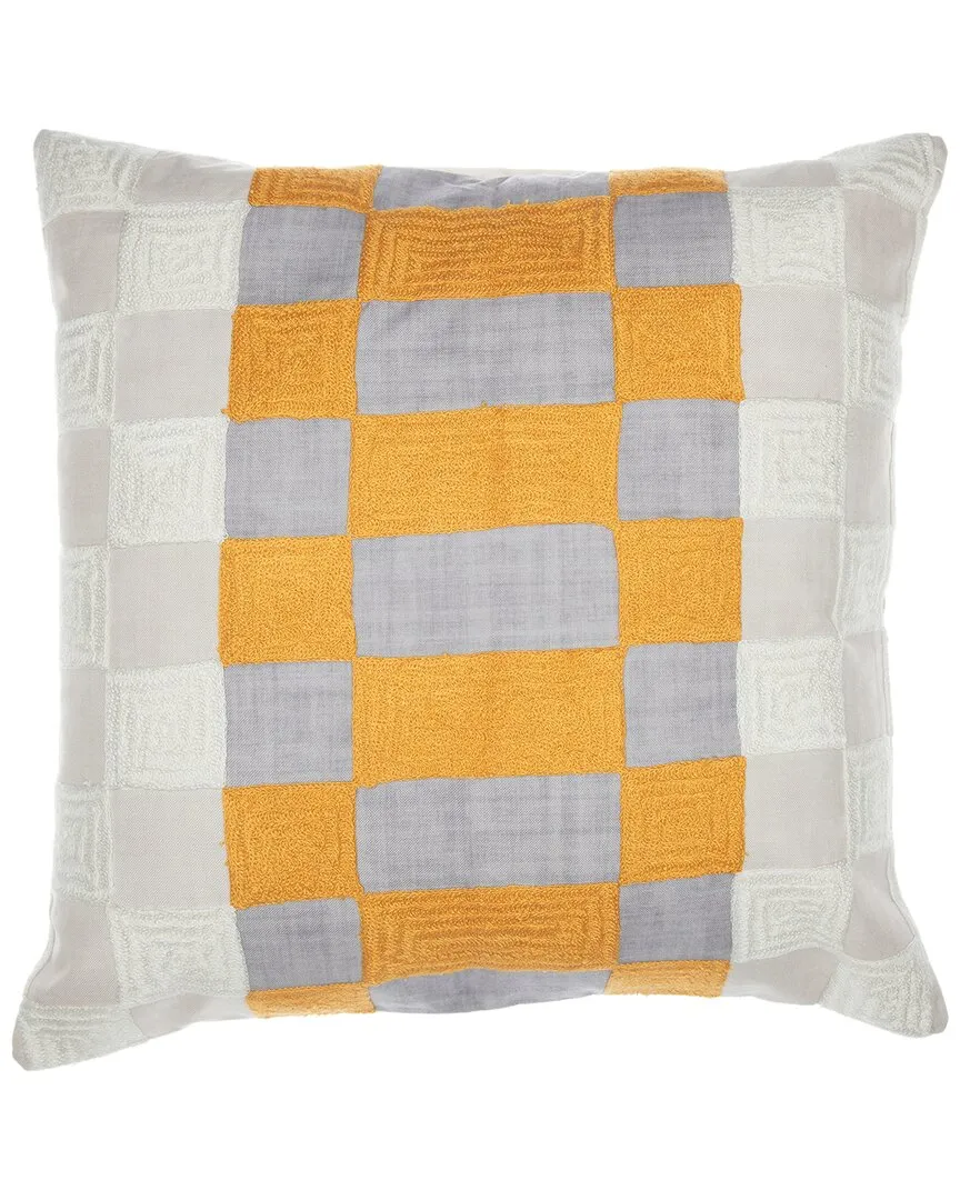Hand-Woven Throw Pillow - Yellow & Multicolor, Polyester