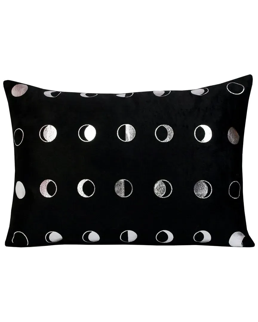 Handmade Dotted Throw Pillow - Black Silver, Polyester Velvet image