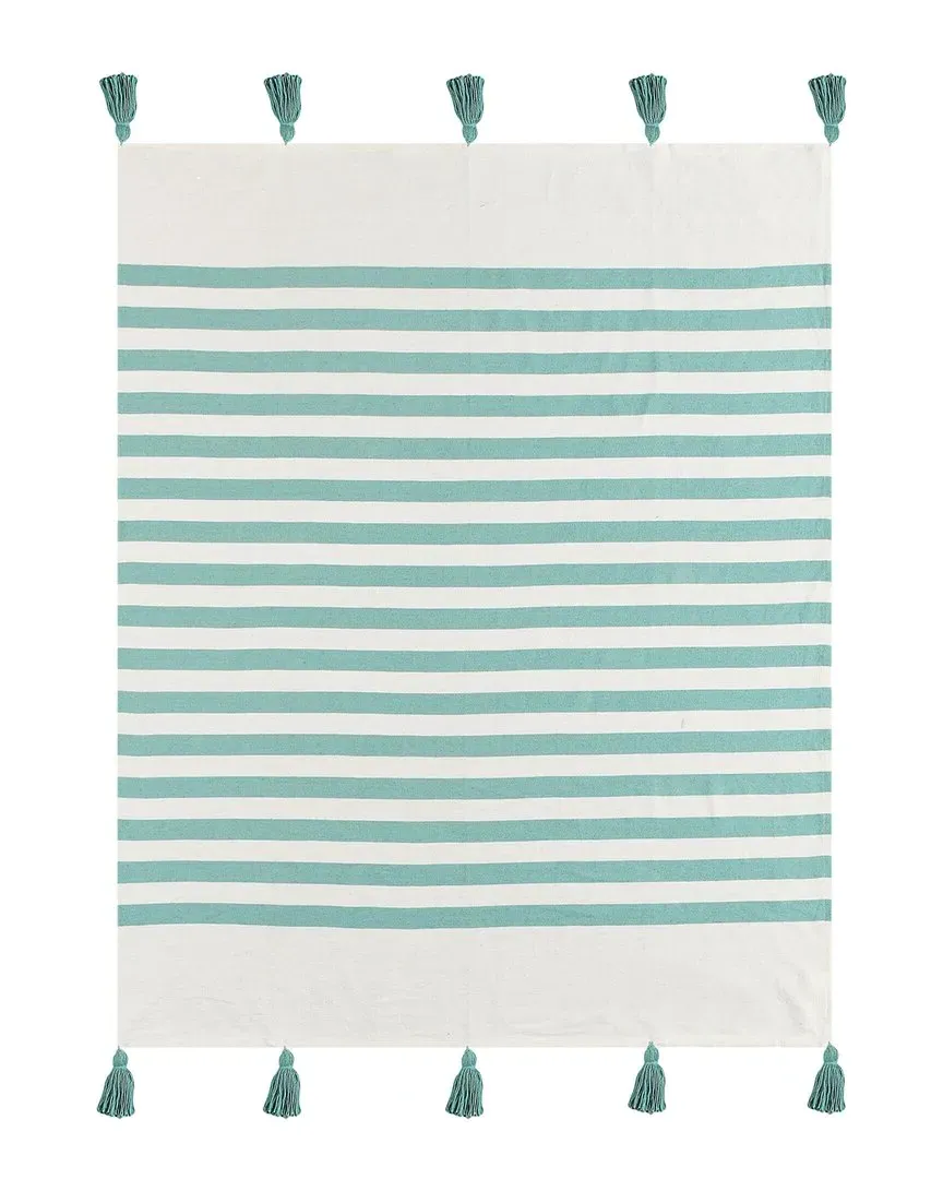 Harrison Striped Hand-Woven Throw Blanket - Blue, Cotton image