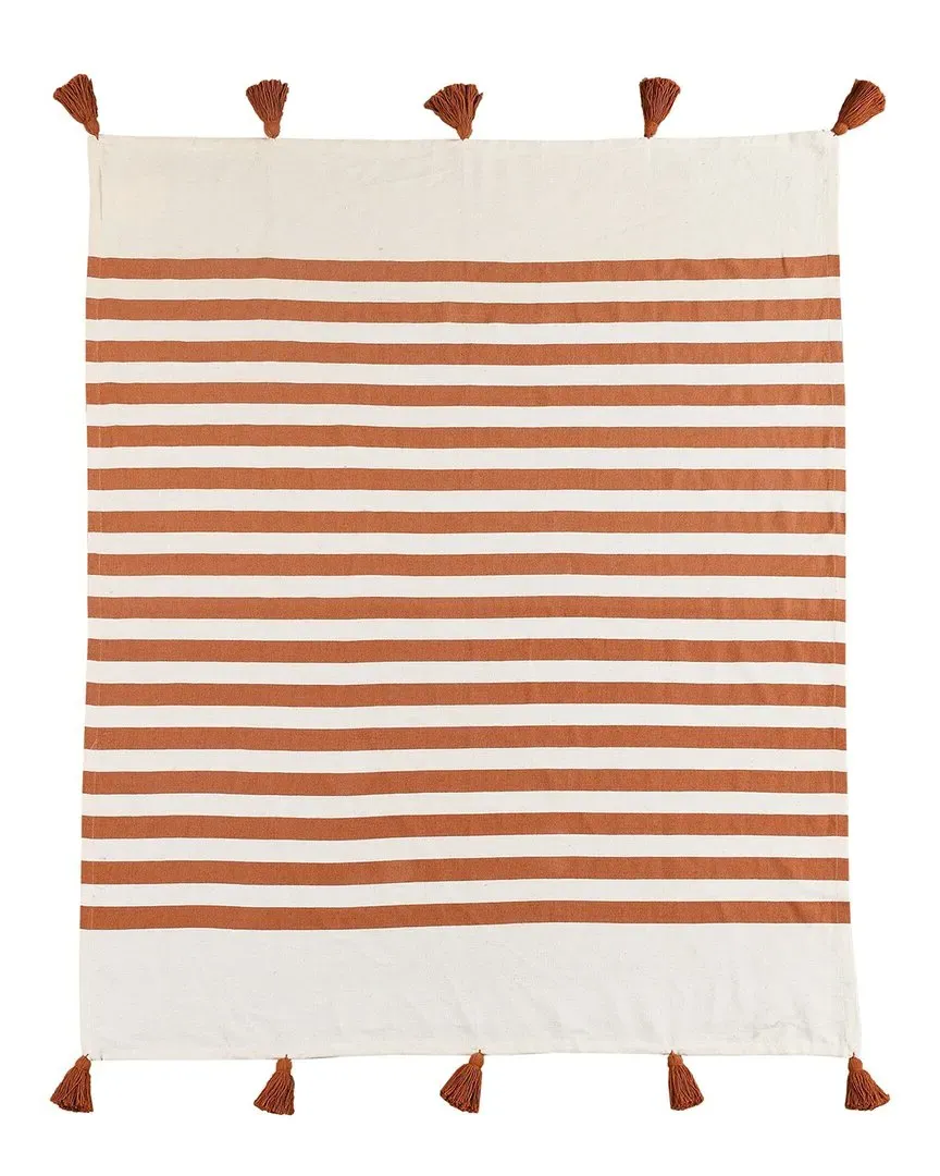 Harrison Striped Hand-Woven Throw Blanket - Red, Cotton