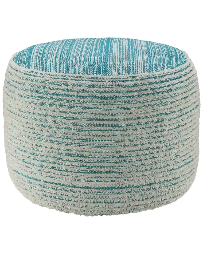 Helan Striped Ottoman Pouf - Aqua, Polyester