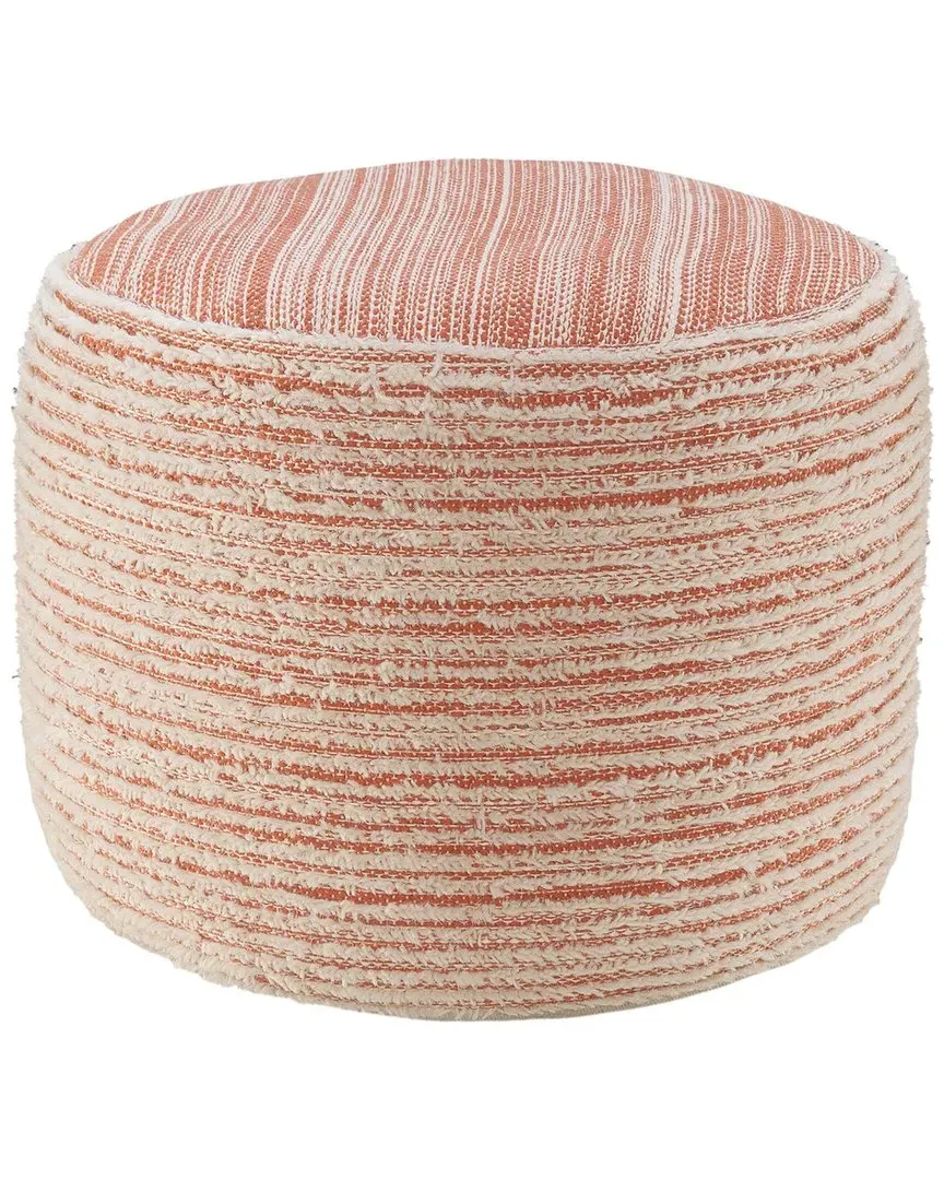 Helan Striped Ottoman Pouf - Coral, Polyester image
