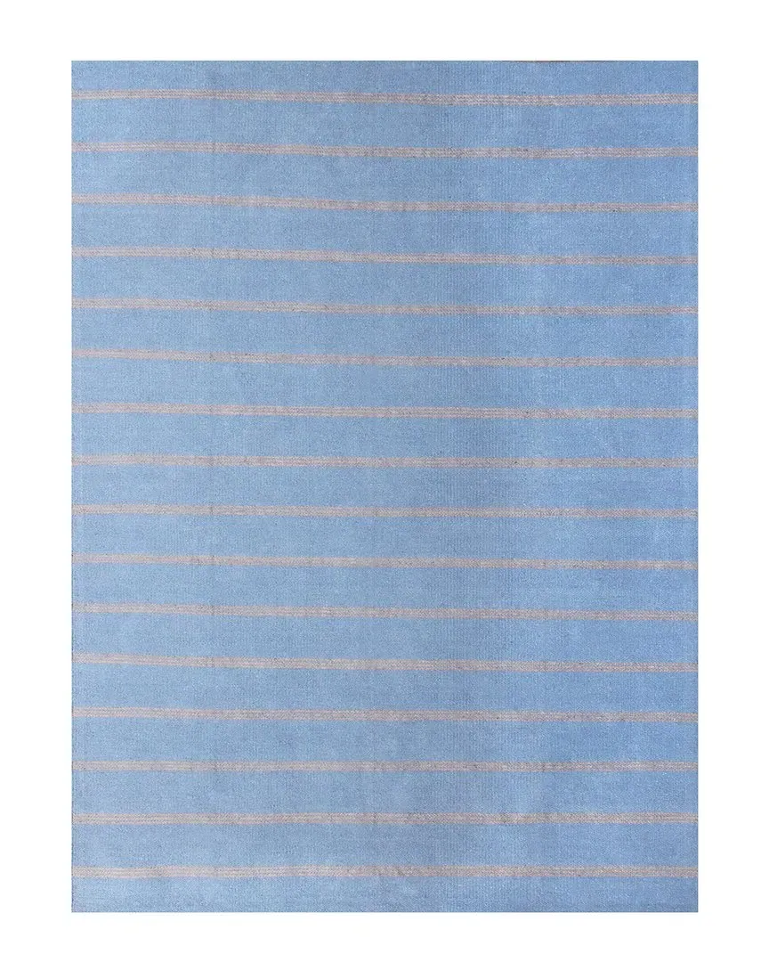 Hipolyta Hand-Woven Striped Area Rug - Blue, Jute