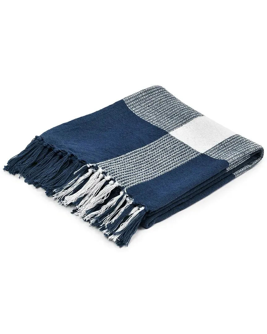 Hipolyta Tartan Hand-Woven Throw Blanket - Blue, Cotton