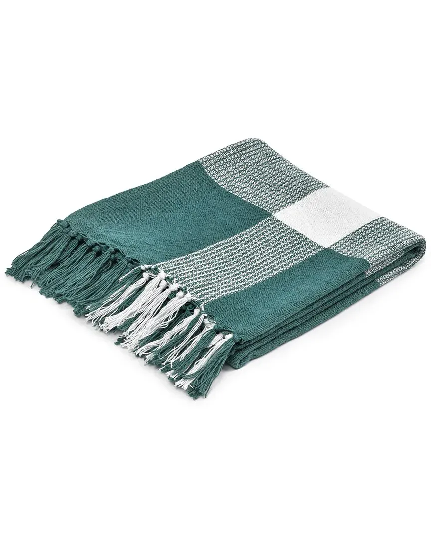 Hipolyta Tartan Hand-Woven Throw Blanket - Blue, Cotton