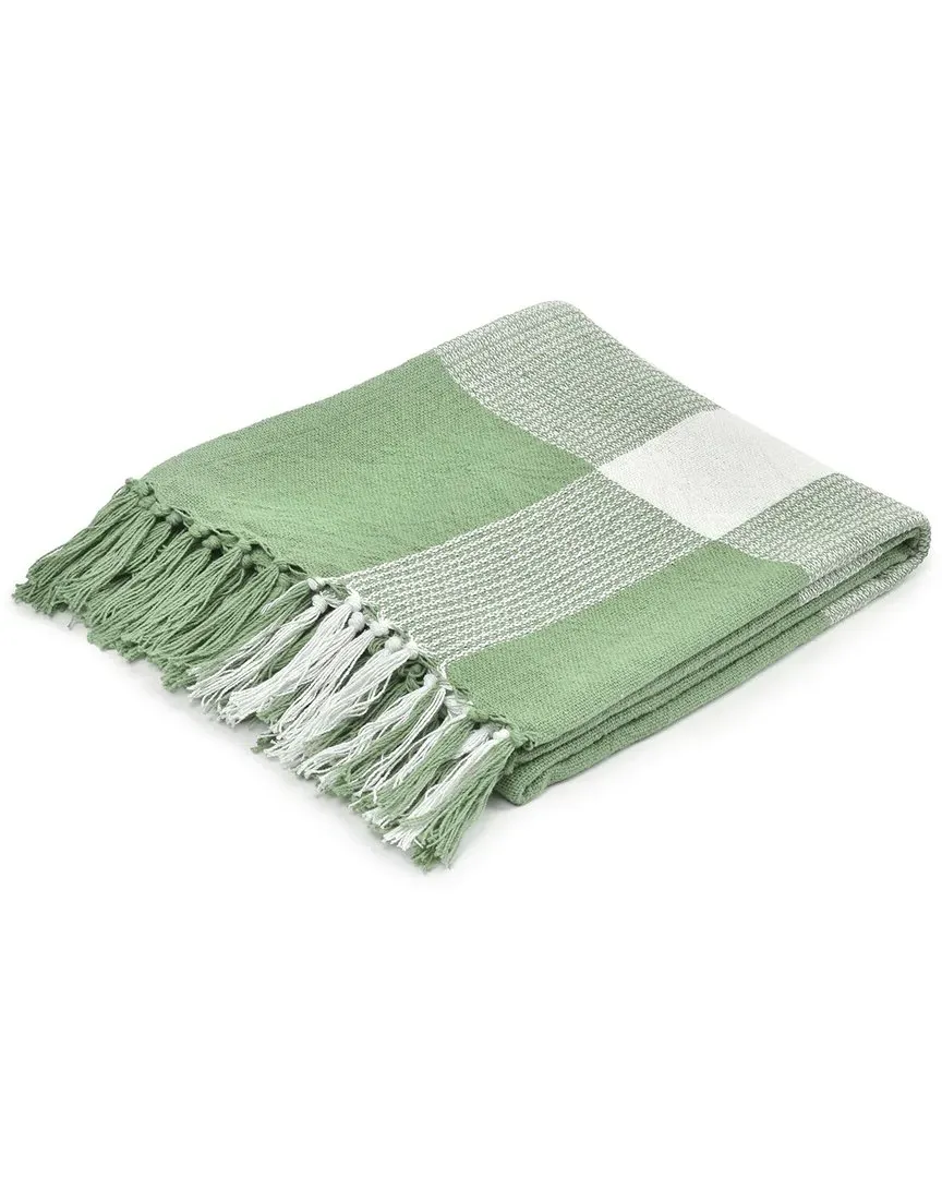 Hipolyta Tartan Hand-Woven Throw Blanket - Green, Cotton