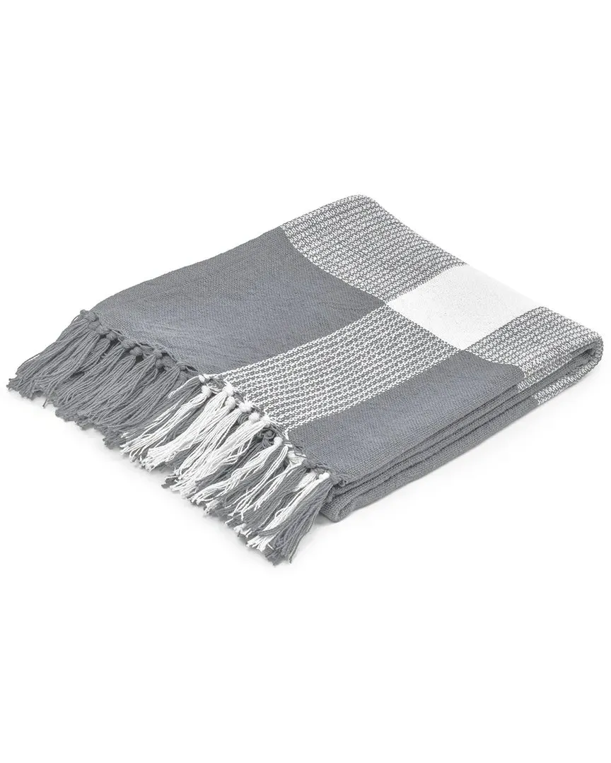 Hipolyta Tartan Hand-Woven Throw Blanket - Grey, Cotton