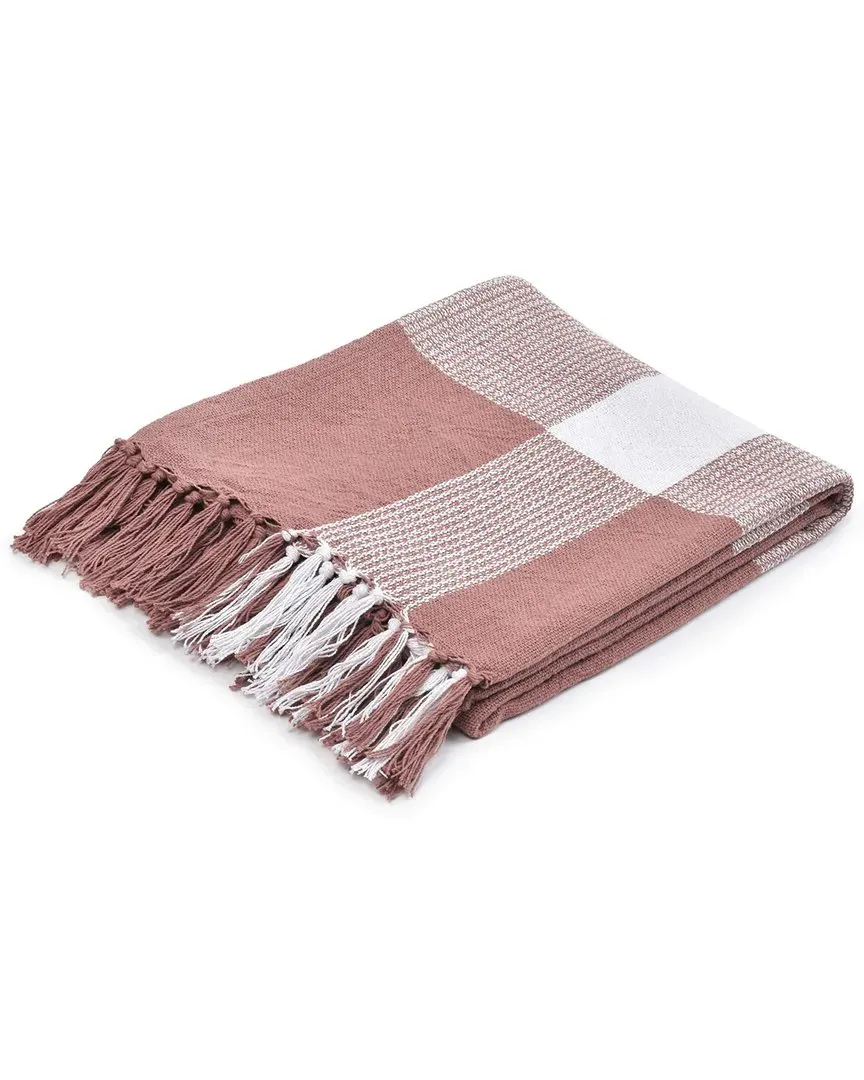 Hipolyta Tartan Hand-Woven Throw Blanket - Pink, Cotton image