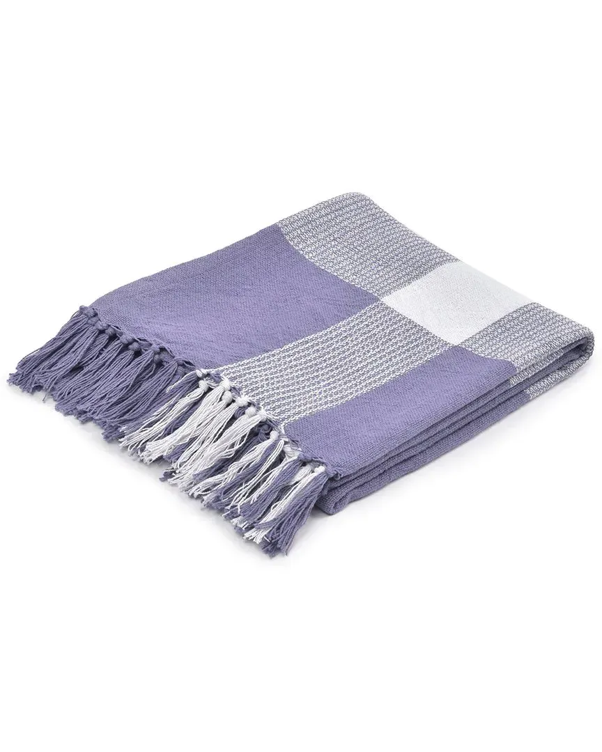 Hipolyta Tartan Hand-Woven Throw Blanket - Purple, Cotton