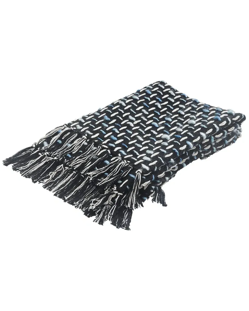 Interwoven Throw Blanket with Fringe - Black image