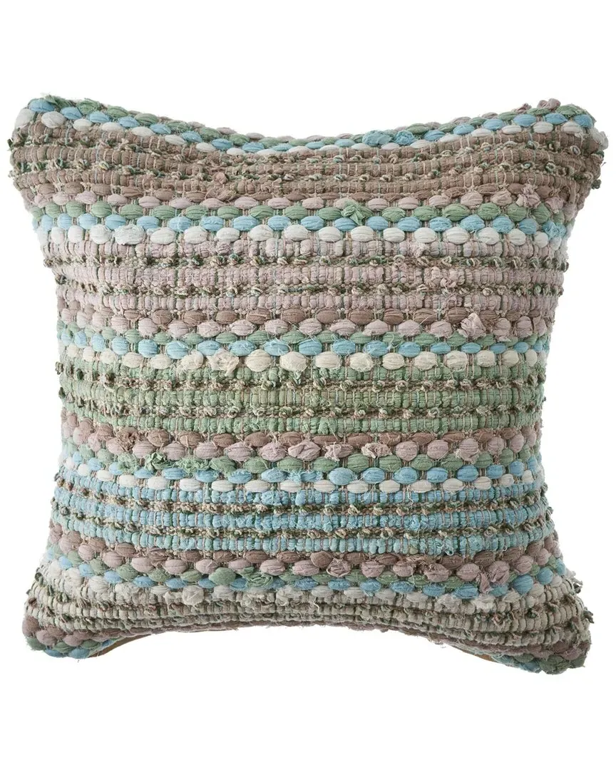Ivy Woven Chindi Striped Decorative Pillow - Green, Cotton image