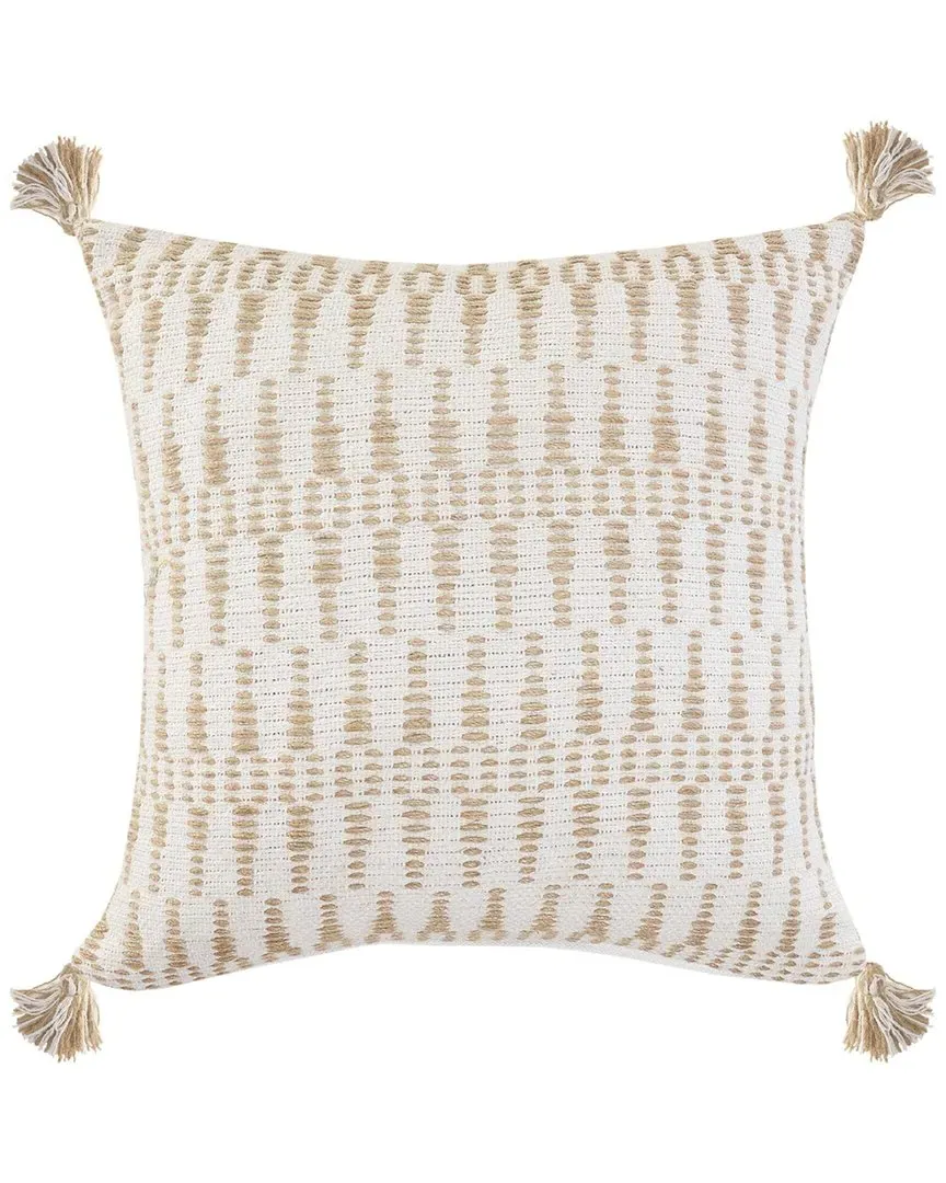 Jute Geometric Tasseled Throw Pillow - Ivory