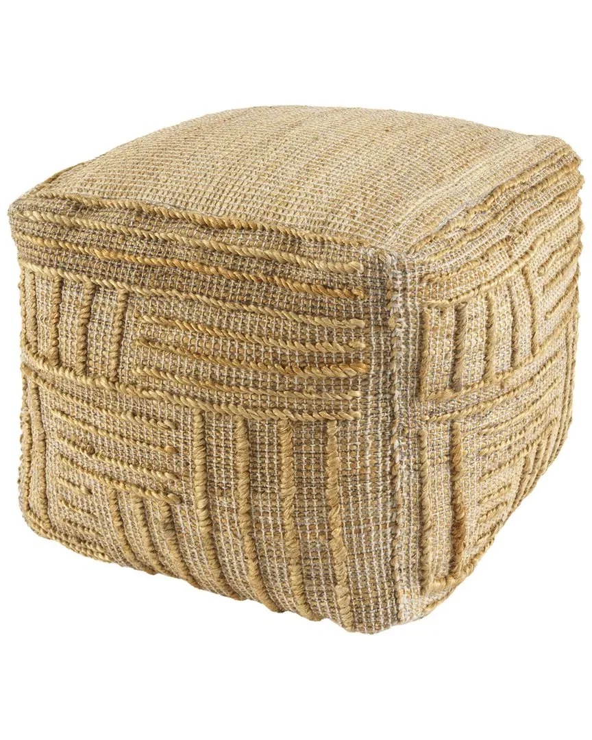 Laeli Cube Pouf with Striped Detail - Natural, Jute image