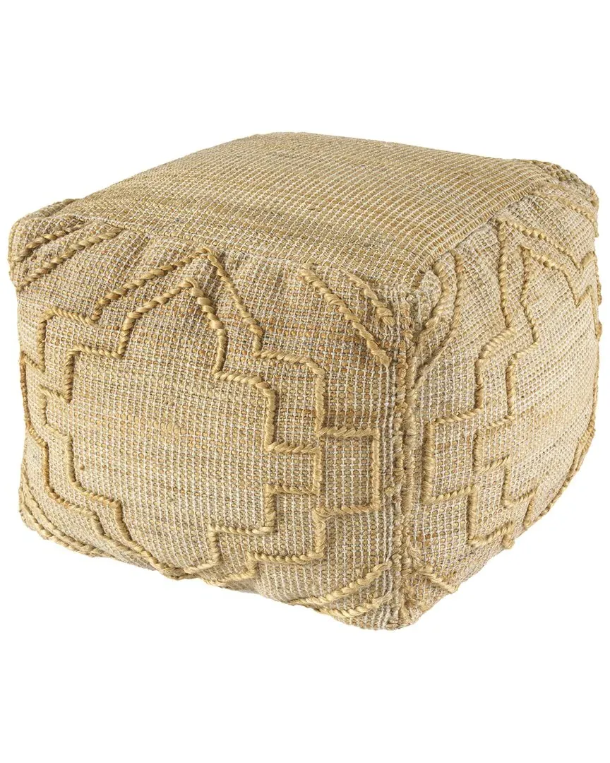 Laeli Cube Pouf with Trellis Pattern - Natural, Jute