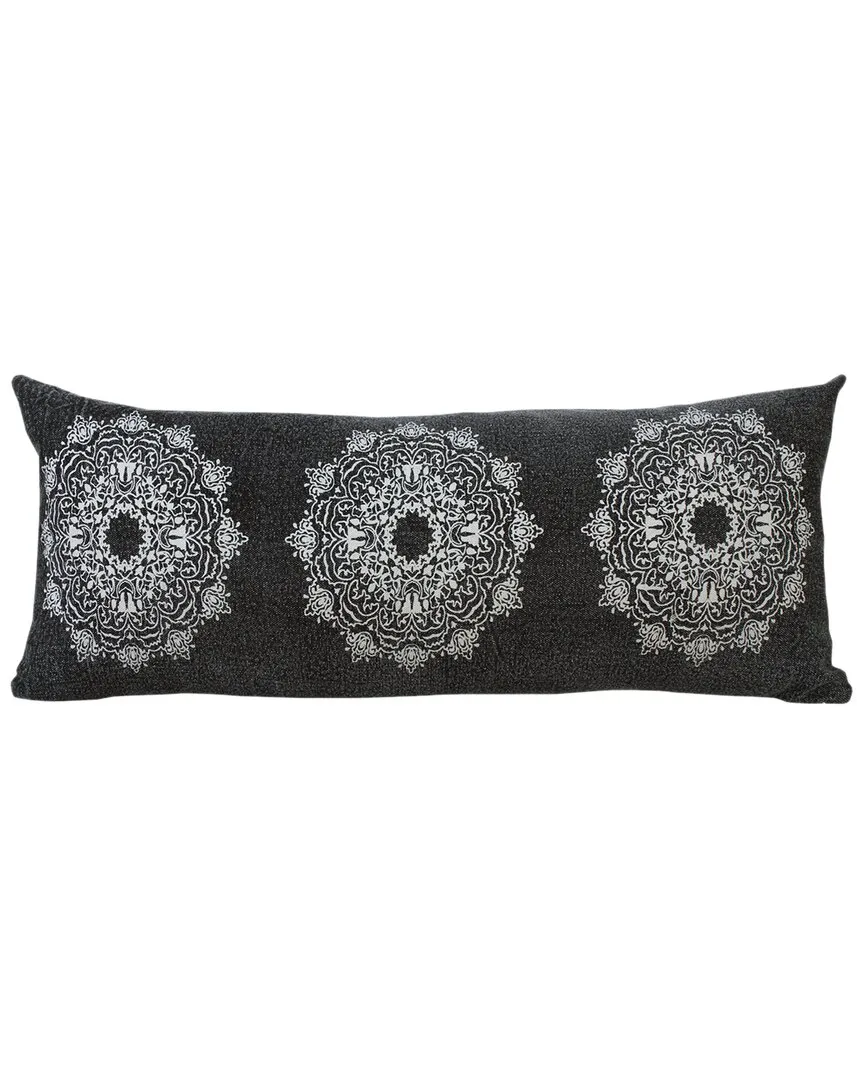 Monica Mandala Medallion Lumbar Throw Pillow - Black, Cotton