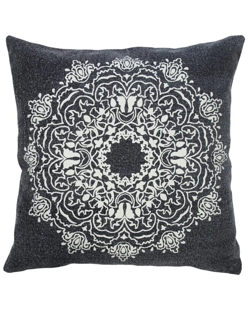 Monica Mandala Medallion Throw Pillow - Black, Cotton