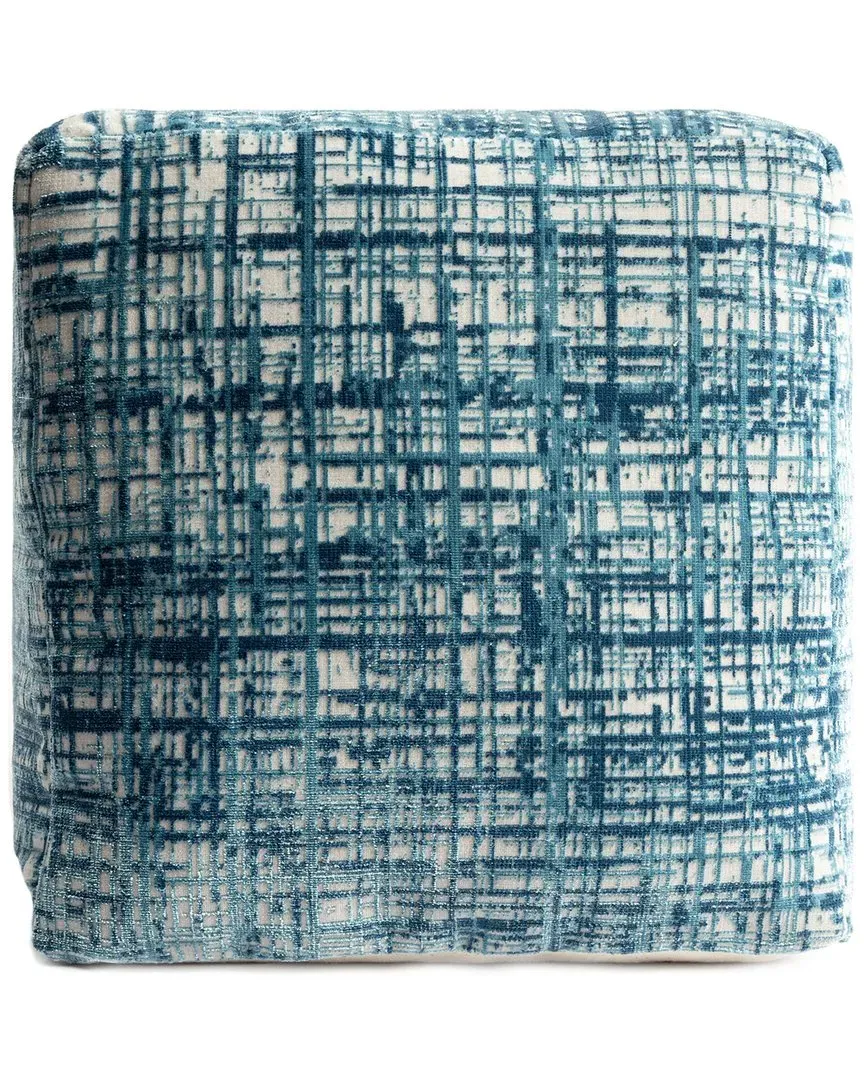 Natalie Abstract Pouf - Teal/Ivory, Polyester image
