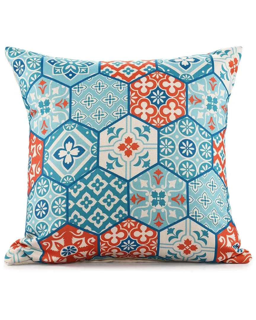 Odette Handwoven Patchwork Throw Pillow - Teal image
