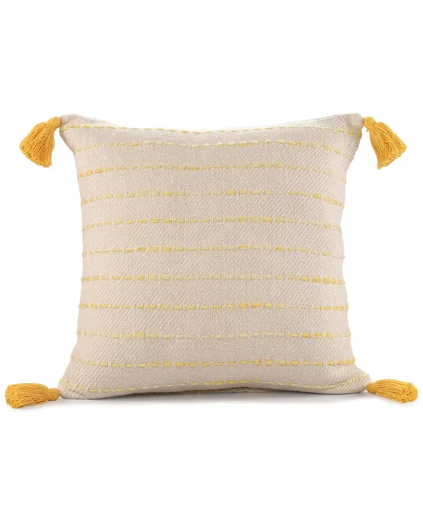 Oliver Ombre Striped Tasseled Decorative Pillow - Yellow image