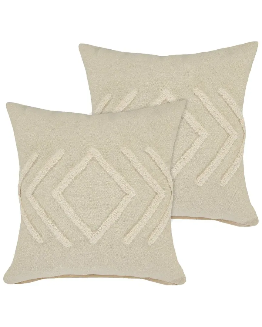 Oslo Diamond Throw Pillows Set of 2 - Cream, Cotton