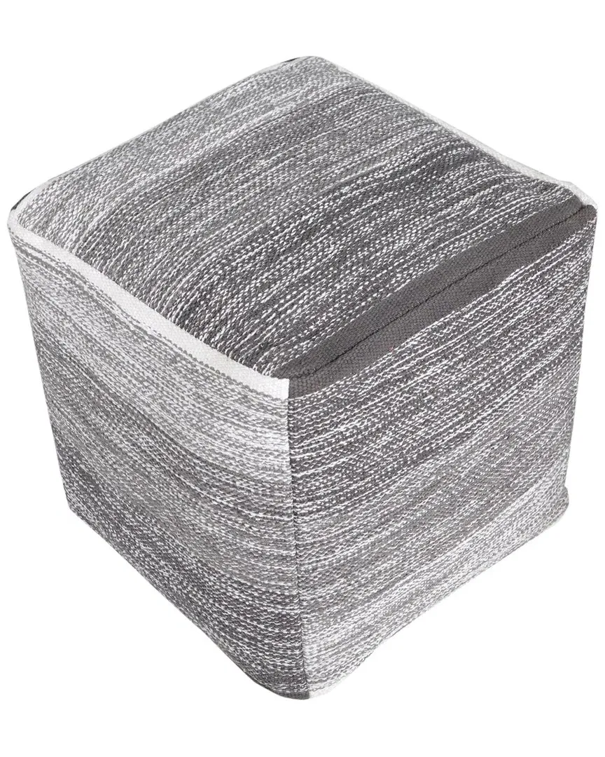 Peggy Distressed Hand-Woven Ottoman Pouf - Grey, Cotton image