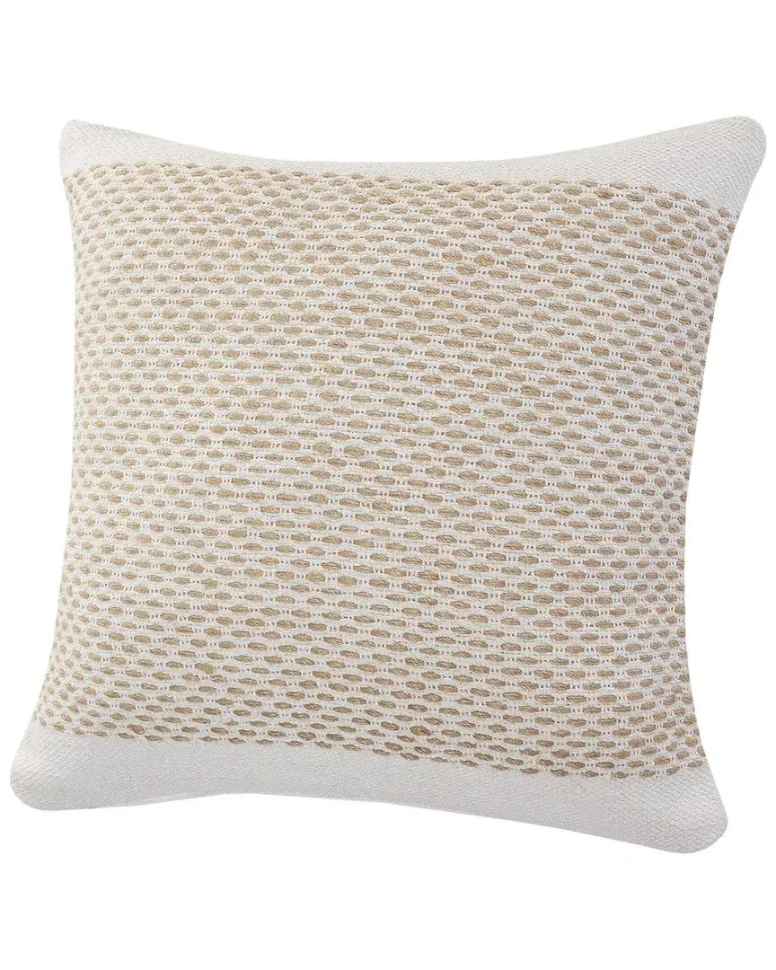 Reed Set of 2 Bordered Throw Pillows - Tan, Cotton image