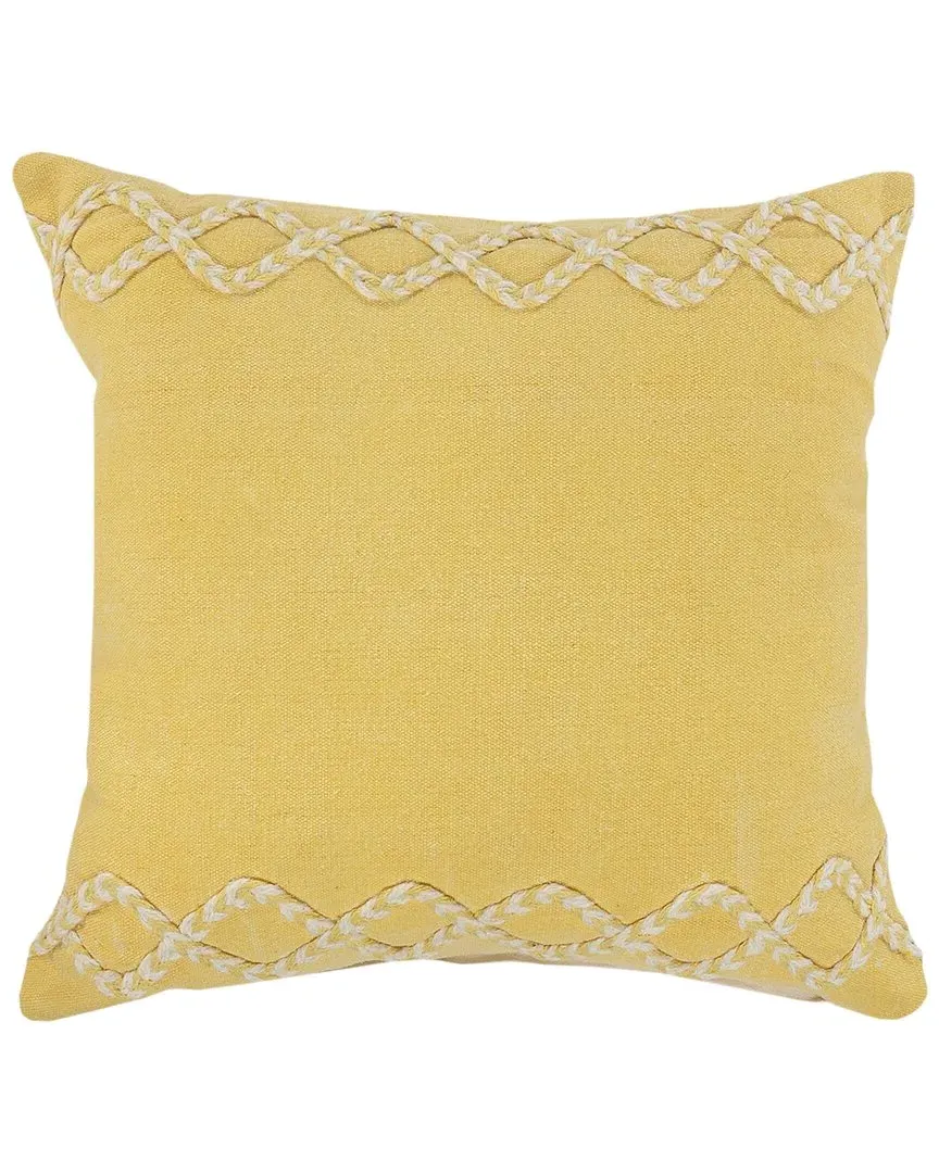 Reena Geometric Bordered Throw Pillow - Yellow, Cotton image