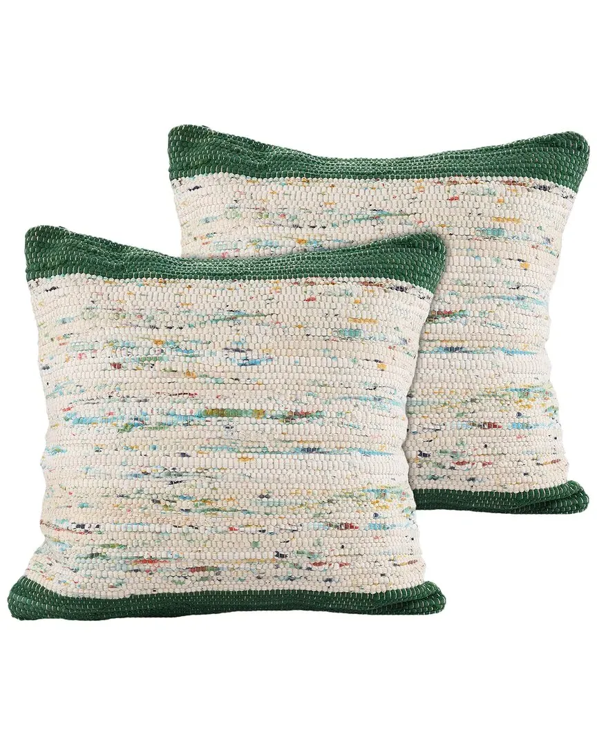 Revive Set of 2 Abstract Throw Pillows - Green, Cotton
