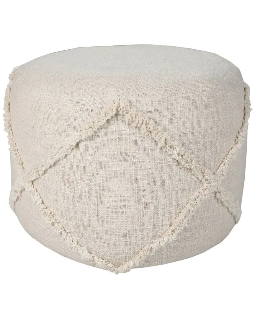 Rory Diamond Hand-Woven Ottoman Pouf - Beige, Cotton image