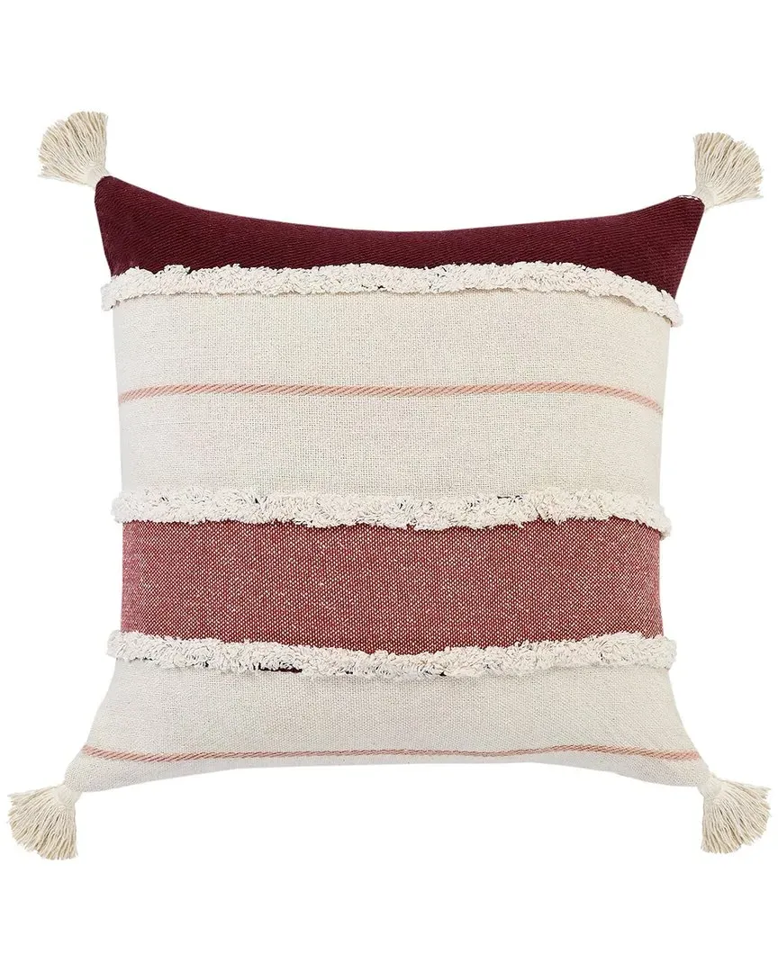 Rory Striped Decorative Pillow with Tassels - Maroon image