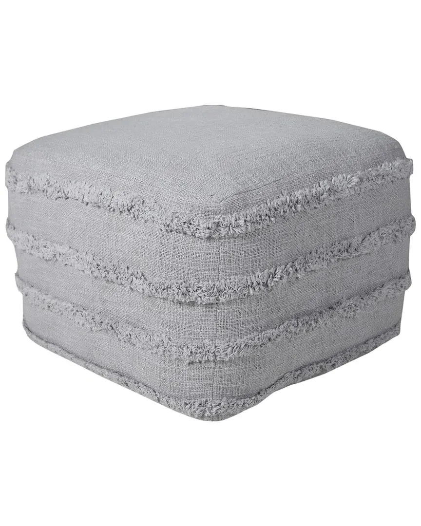 Rory Striped Hand-Woven Ottoman Pouf - Grey, Cotton