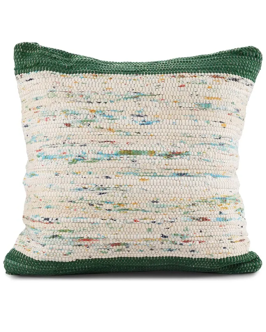 Rosalie Handwoven Abstract Throw Pillow - Green, Cotton