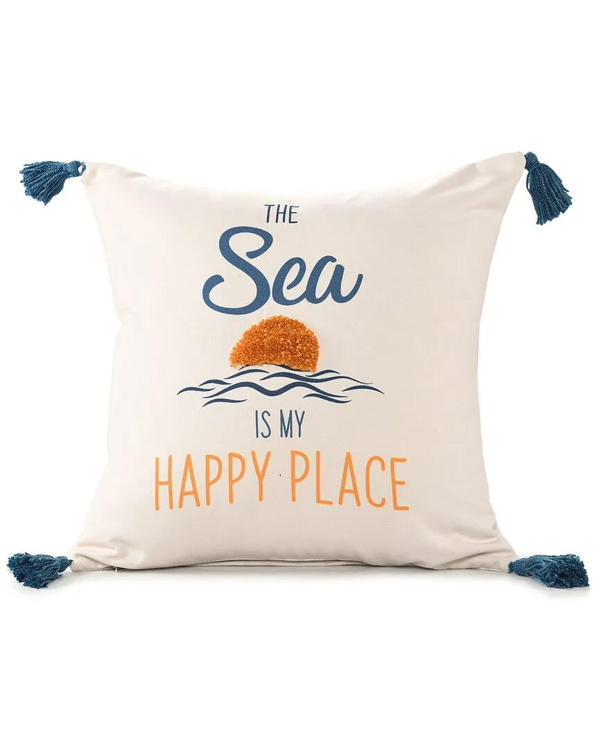 Sancia Sea Is My Happy Place Throw Pillow - Navy, Polyester image