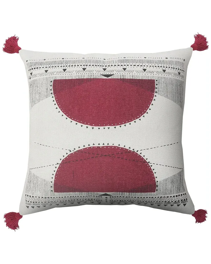 Sandy Sun Geometric Tasseled Decorative Pillow - White image
