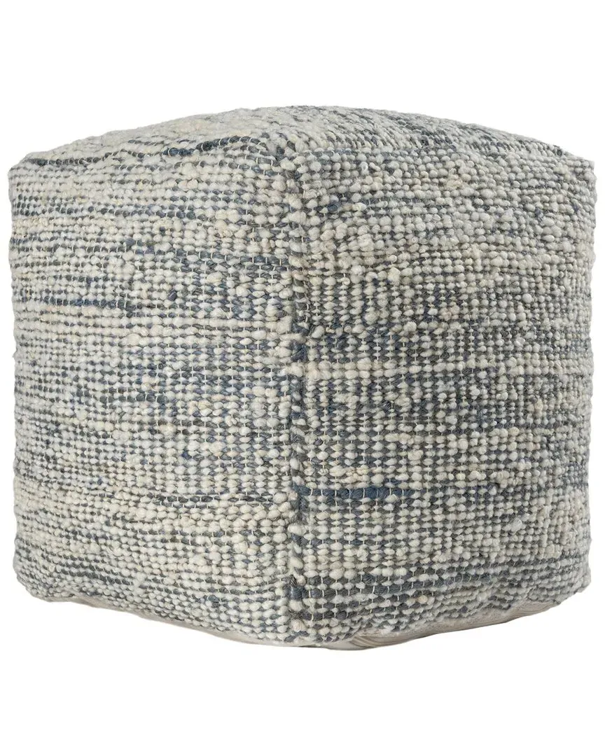 Savanna Cube Pouf - Ivory/Blue, Wool Blend image