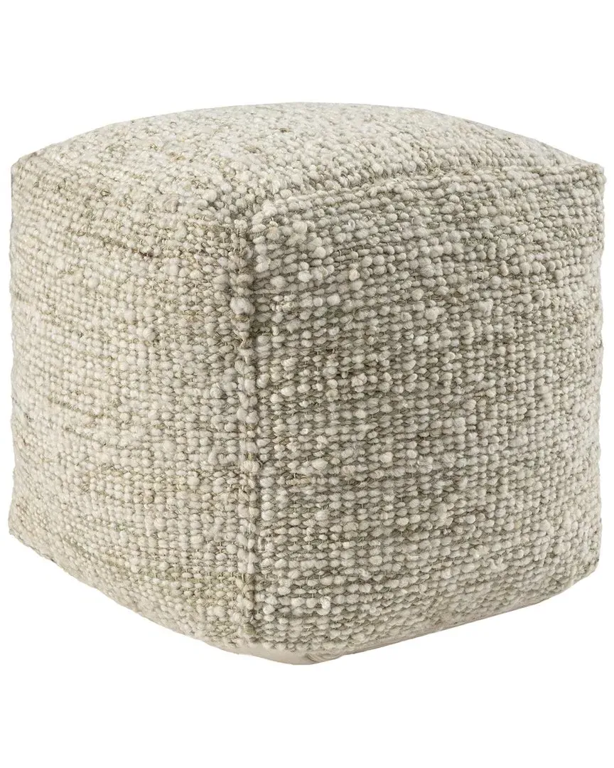 Savanna Cube Pouf - Ivory/Green, Wool Blend