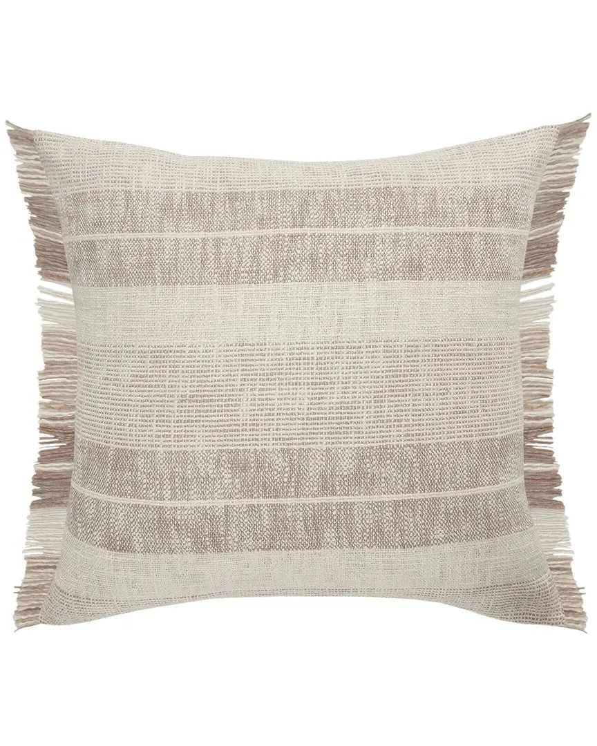 Savannah Fringed Striped Decorative Pillow - White, Cotton image