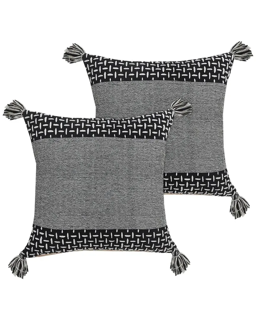 Set of 2 Elevate Geometric Throw Pillows - Black, Cotton