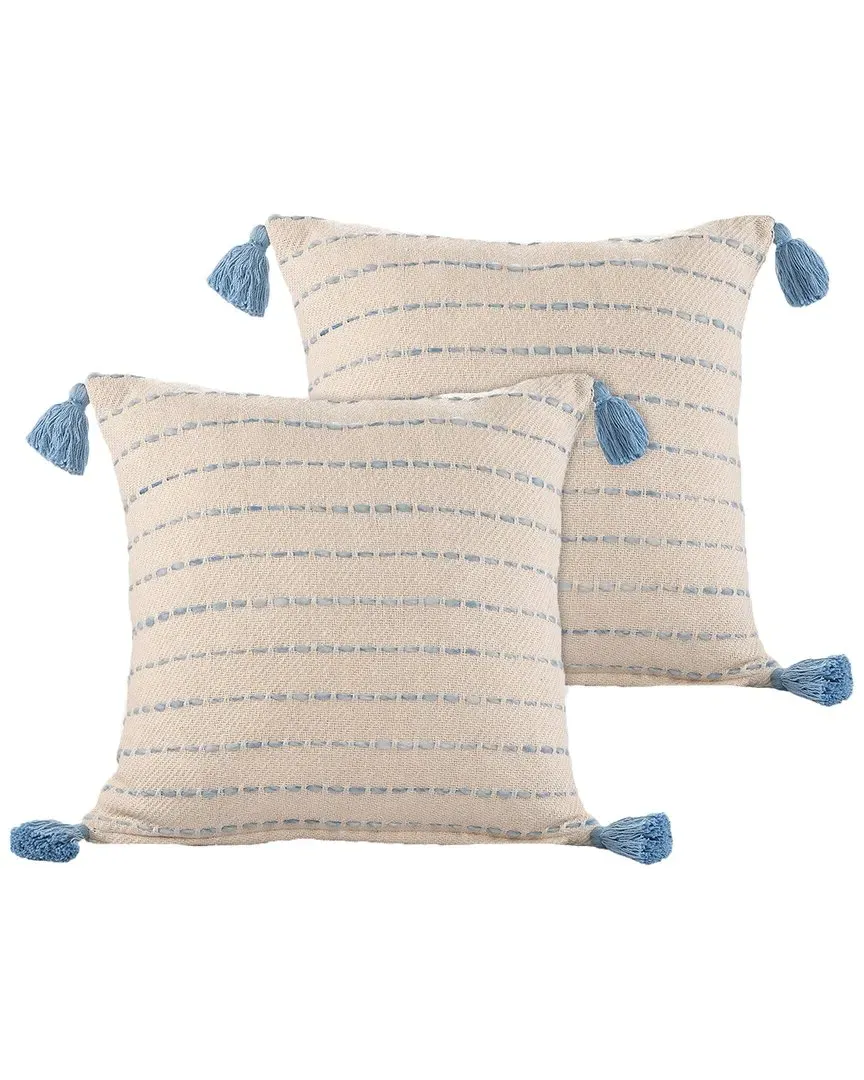 Set of 2 Torrent Striped Throw Pillows - Blue, Cotton image